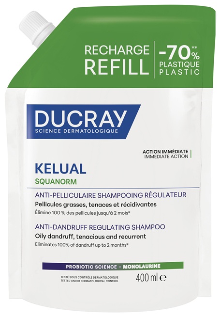 DUCRAY KELUAL Squanorm Champô Caspa Oleosa refrescante RECARGA 400ml NOVO