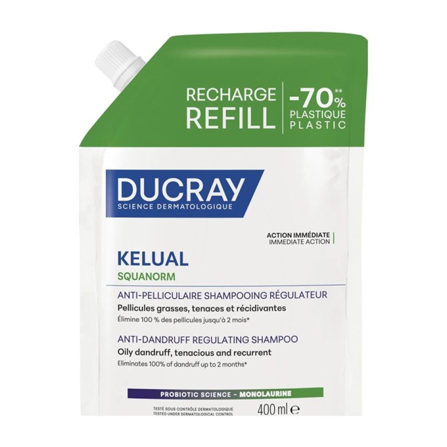 DUCRAY KELUAL Squanorm Champô Caspa Oleosa refrescante RECARGA 400ml NOVO