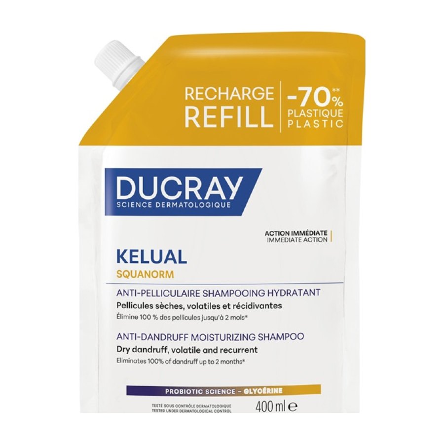 DUCRAY KELUAL Squanorm Champô Caspa Seca RECARGA 400 ml NOVO