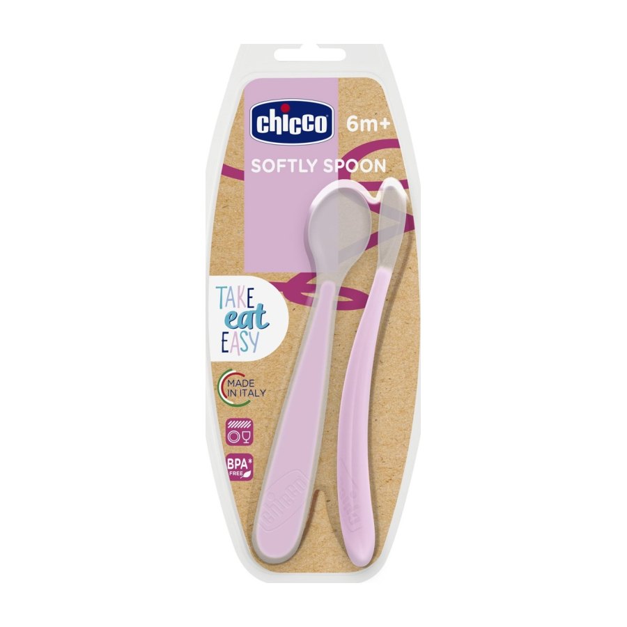 CHICCO Colher Silicone ROSA (+6 meses)