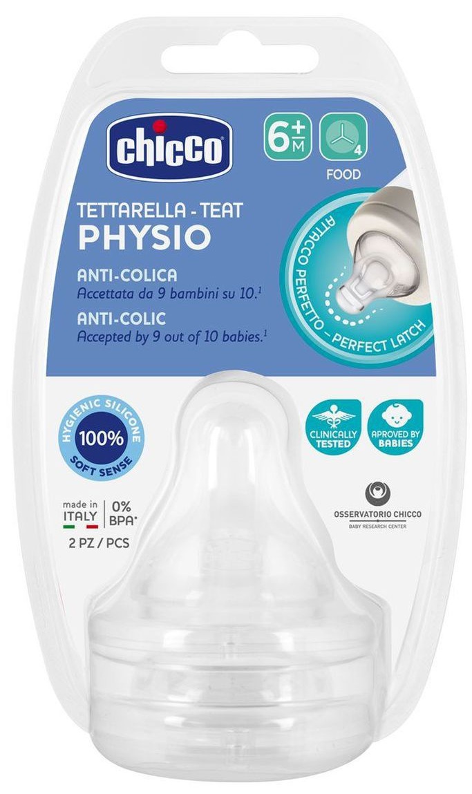 CHICCO Tetina Fisio Sili Normal 6M+ 2UN