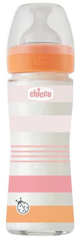 CHICCO Biberão VIDRO ROSA 240 ML 