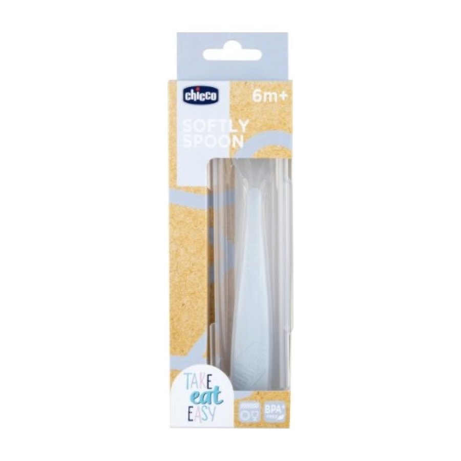 CHICCO Colher Silicone 6M Azul
