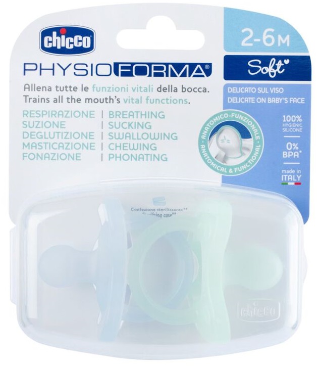 CHICCO Chupetas Physio Soft SILIC AZUL 2-6M 2un