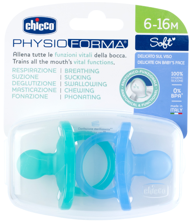 CHICCO Chupetas Physio Soft SILIC AZUL 6-16M 2un