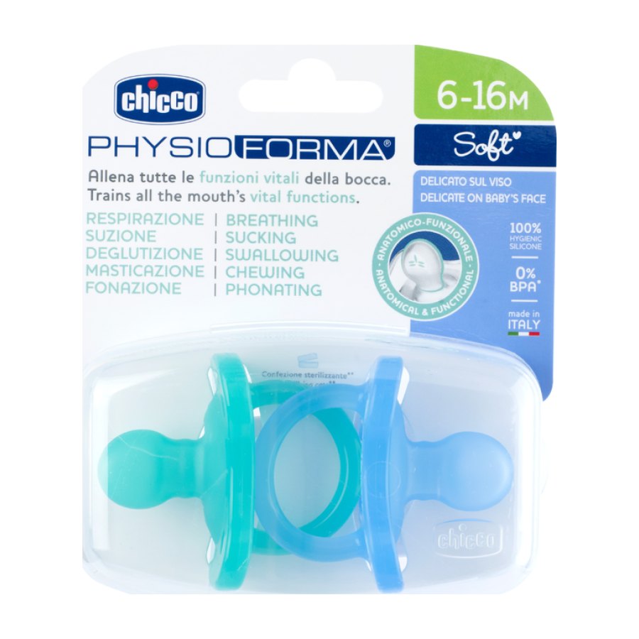 CHICCO Chupetas Physio Soft SILIC AZUL 6-16M 2un