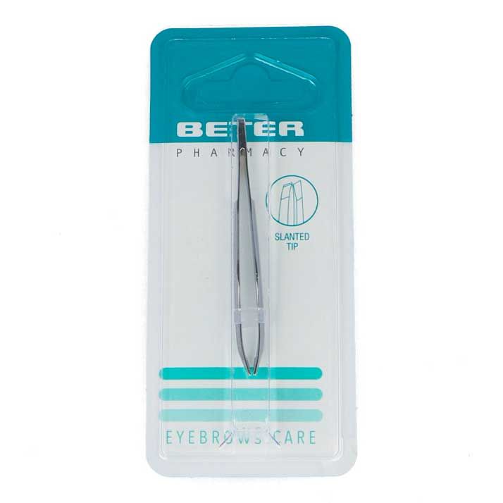 BETER Pinça depilar cromada ponta obliqua 7,4 cm
